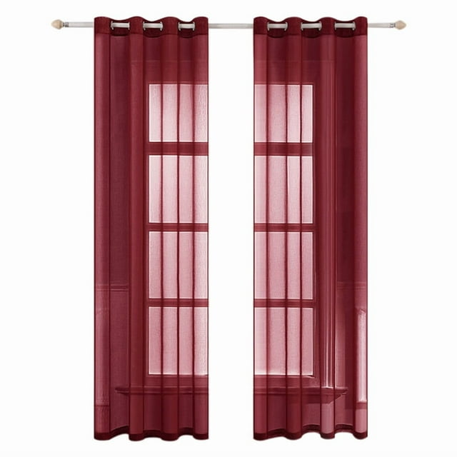 Coofit Sheer Curtain Solid Color All-match Translucent Window Gauze Window Panel