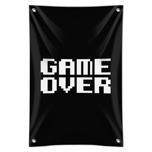 Game Over Gamer Pixel Font Geek Home Business Office Sign