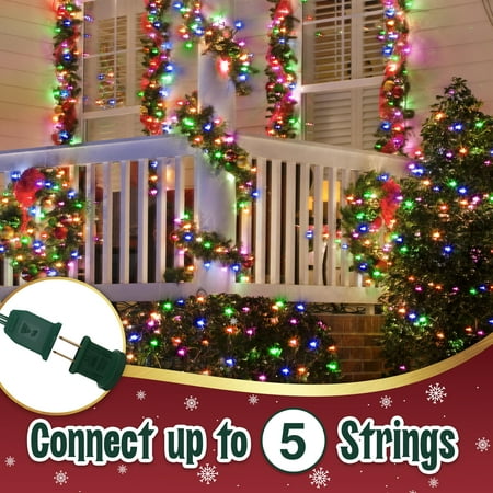 Stargo Warm Multi Color Christmas Tree Lights - 20 ft String of 105 Incandescent Mini Bulbs Multifunctional Lighting Modes, for Decorative, Bedroom, Outdoor, Xmas Twinkle Lights with Green Wire Total