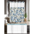thumbnail image 6 of No Hook Cloth Fabric Shower Curtain with Snap in Liner, Vintage Blue Flower Waterproof Shower Curtains Set with See Through Top Window, Farmhouse Botanical Floral Retro Bath Curtains Shower 36"x72", 6 of 6
