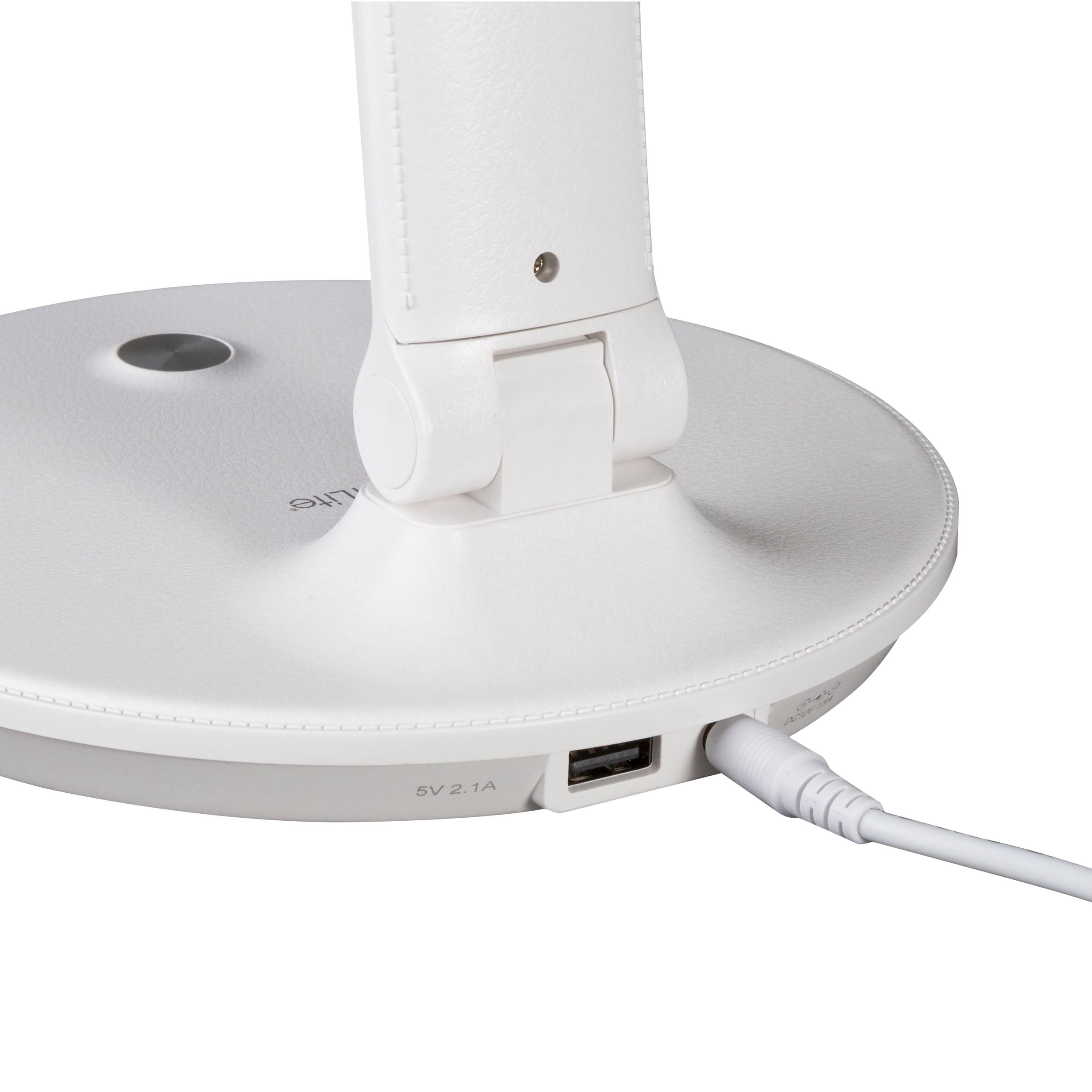 OttLite Command LED Desk Lamp with Voice Assist - White, Google Home and Amazon Alexa Compatible, USB Charging Port