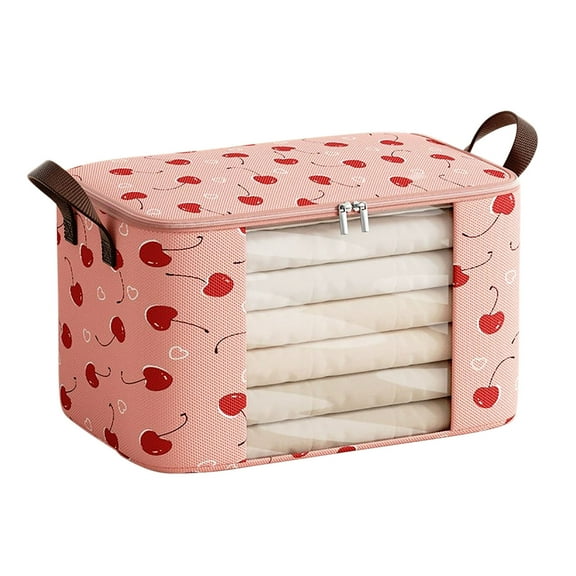 KOYPTL Wardrobe Storage Box with Dual Zippers,Large Capacity Household Washable Organizer Things,VisualLoading Quilt Bedding Pillows Clothes Blankets Storage Moving Container,Finishing Folding Basket