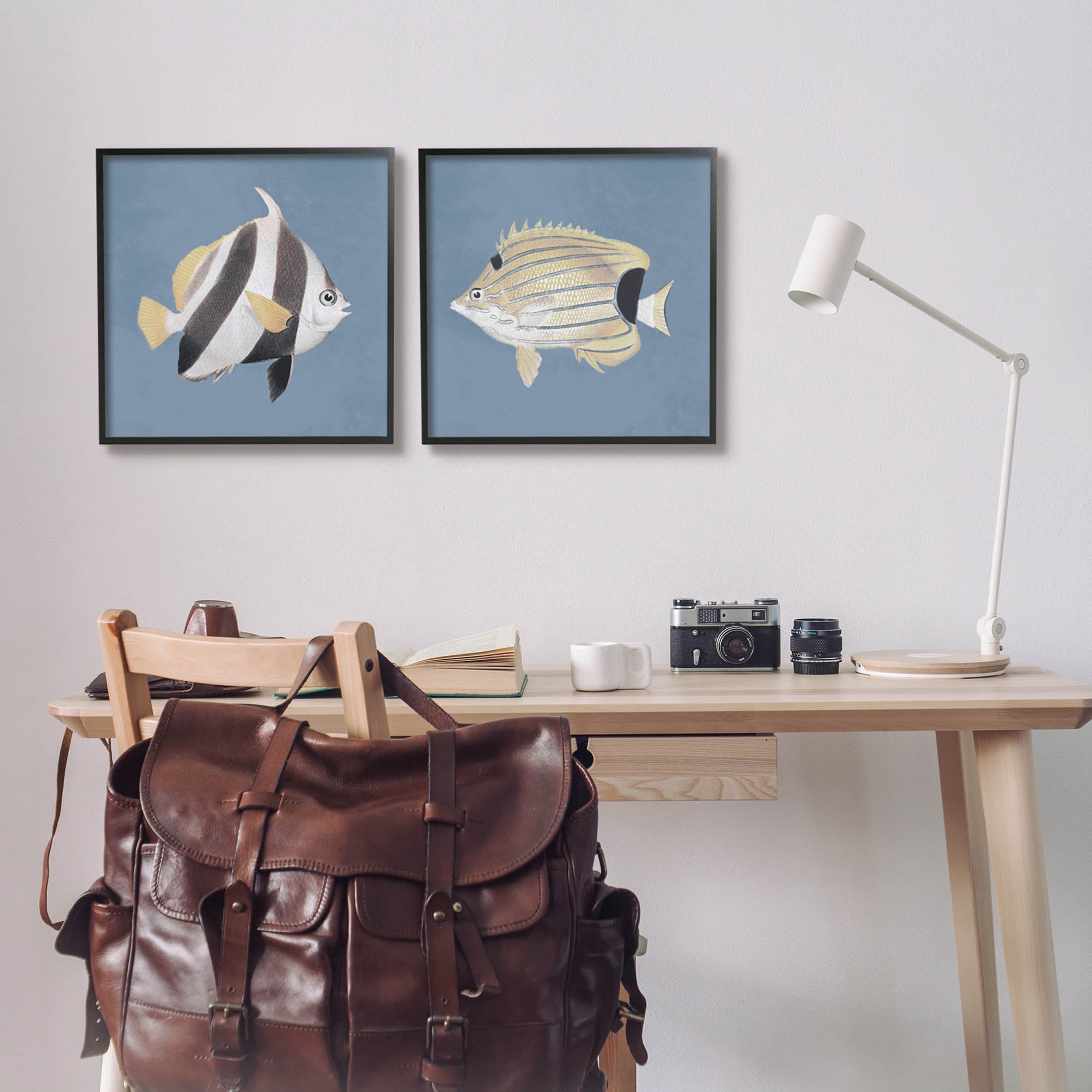 Marine Fish Underwater Sea Life Animals & Insects Graphic Art Black Framed Art Print Wall Art, Set of 2