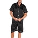 thumbnail image 1 of Cárdigan de verano, pantalones cortos de manga corta, traje informal para el hogar para hombre, traje, pijamas negros para hombre, 1 of 6