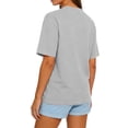 thumbnail image 4 of Women Crewneck Short Sleeve Loose Fit T Shirt Casual Basic Top Soft Cotton Classic Tee for Daily Wear Light Gray L, 4 of 4