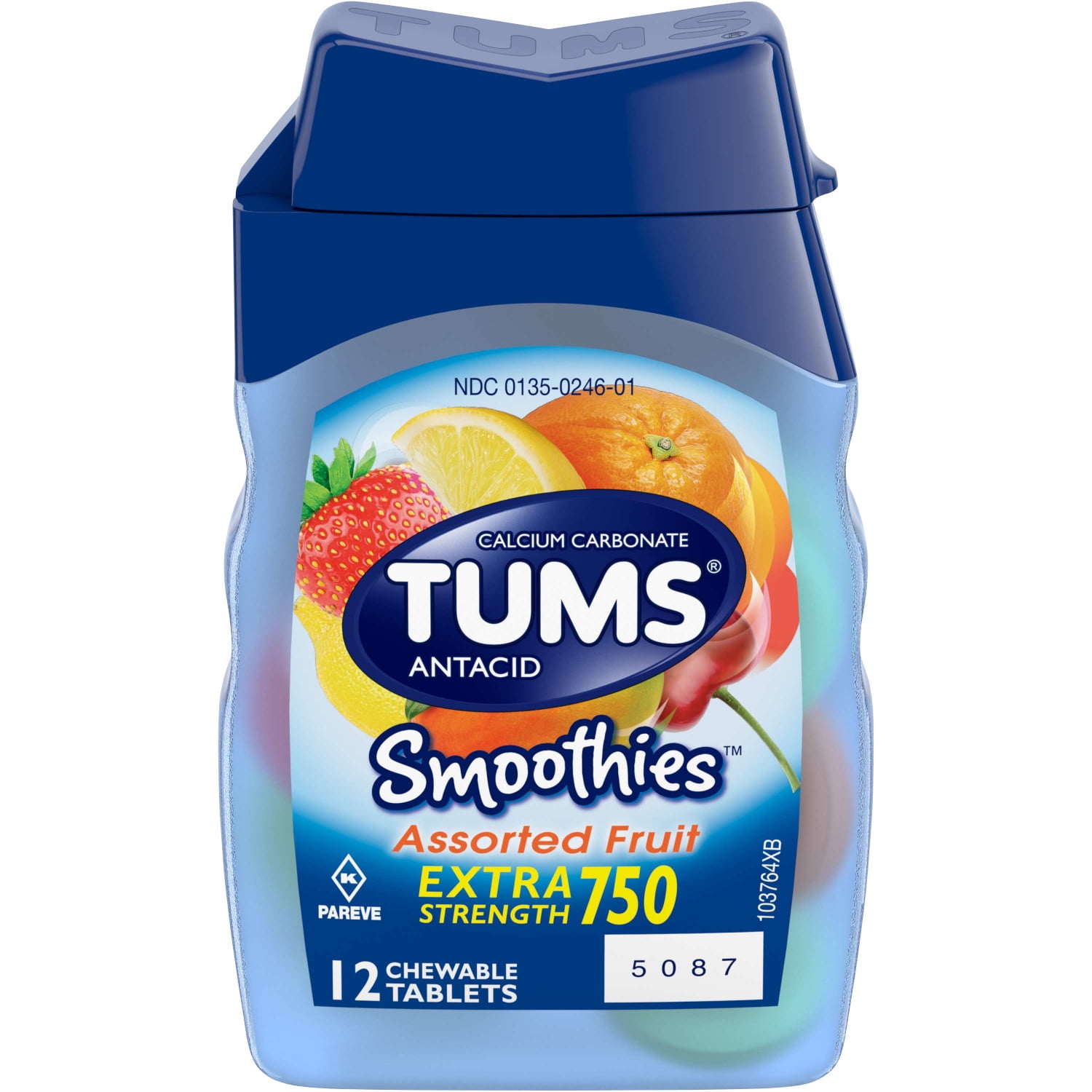 TUMS Smoothies Assorted Fruit Extra StrengthAntacid Chewable Tablets