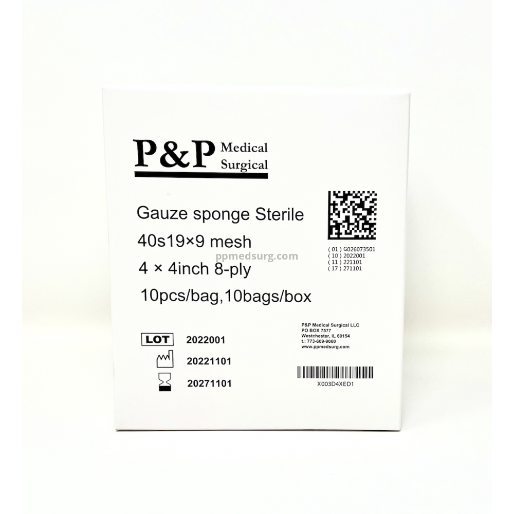Gauze Surgical Sponges Cotton STERILE Woven 8-ply High Grade Quality 4"x4" Class I(a) All Purpose Pads Case of 2000