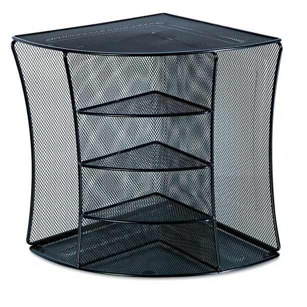 Universal Mesh Desktop Corner Organizer, Six Compartments, Black