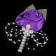 thumbnail image 2 of Broche de boda con ramillete floral para novios y novias, color morado oscuro, con rosas artificiales y perlas, 2 of 8