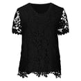 thumbnail image 4 of kaondbfi Summer Tops for Women Lace Crochet Embroidery Crewneck T Shirts Casual Short Sleeve Elegant Work Blouses Womens Essentials Fashion Clothing, 4 of 5
