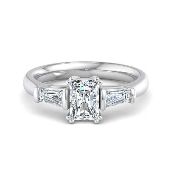 Silvago Jewelry Radiant Cut 1.92 Ct Moissanite Engagement Ring - 14K White Gold Plated Band - Stunning Proposal and Wedding Ring for Her