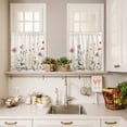 thumbnail image 3 of 3 Piece Kitchen Curtains and Valances Set Summer Floral Botanical Cafe Curtains 24 Inch Length Spring Botanical Vintage Valance & Tier Curtain for Living Room Bedroom Small Window 54"x18"+27"x24"*2, 3 of 6