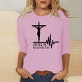 thumbnail image 2 of Jinhomg Easter Shirts for Women Christian Religious Cross Graphic Tee Tops Fashion 3/4 Sleeve Tunic Blouse Spring Crew Neck T-Shirts Seasonal Sale Pink XXXXXL, 2 of 5