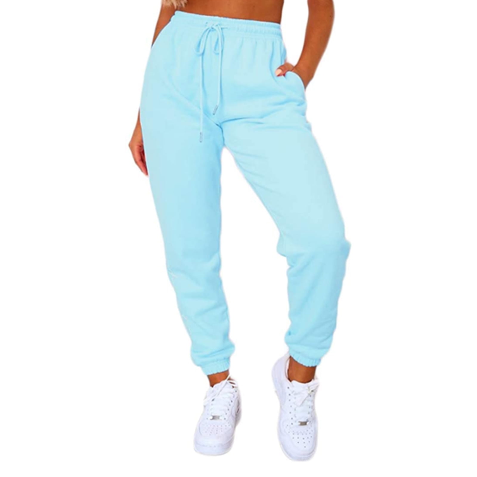 Women's Solid Sweatpants Drawstring Jogger Sweat Pants Cinch Bottom Casual  Elastic Waist Workout Trousers - Walmart.com