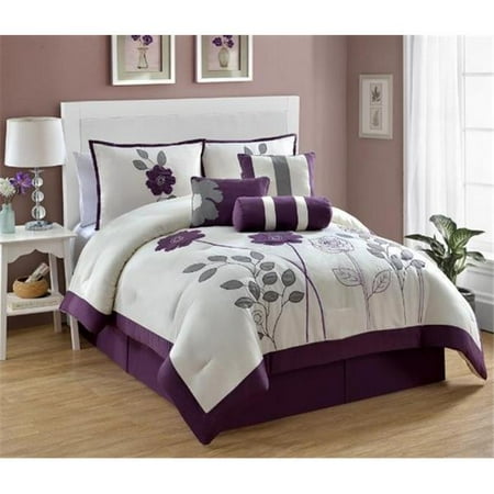 Luxury Home Adrienne Comforter Set, Plum - King - Walmart.com