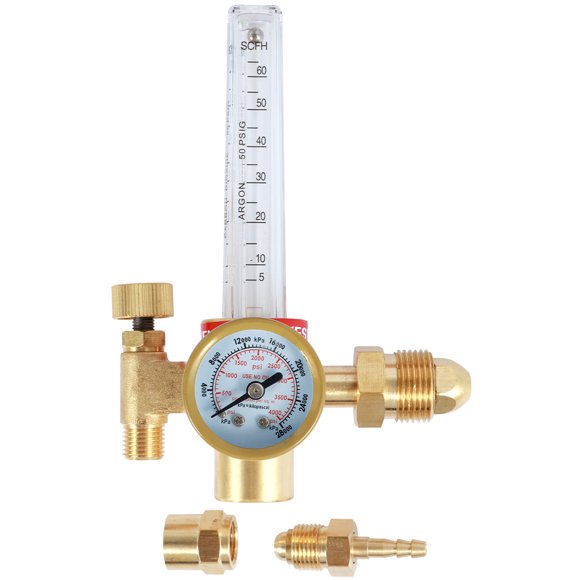 HTP Argon CO2 Mig Tig Flow Meter 0-4000 PSI Precise Gas Welding Regulator 10-60CFH Adjustable Argon Regulator Copper Flowmeter Gauge for Argon Helium Nitrogen
