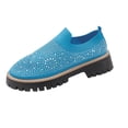 thumbnail image 2 of Miluxas Women's Rhinestone Glitter Slip on Sneakers,Thick-Soled Platform Loafers Fashionable Round Toe Casual Shoes Blue 6.5(38), 2 of 9