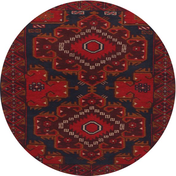 Ahgly Company Indoor Round Traditional Red Persian Area Rugs, 3' Round