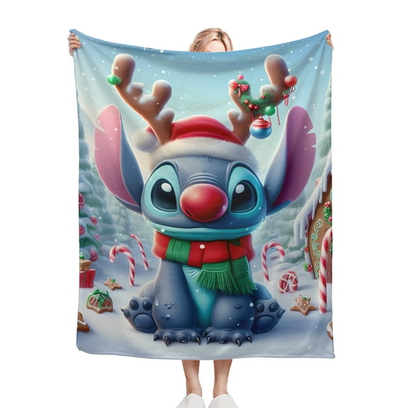 Stitch Christmas Thickened Flannel Blankets Soft Cozy Throw Blanket for Couch, Sofa, Bed 30x40 Inch