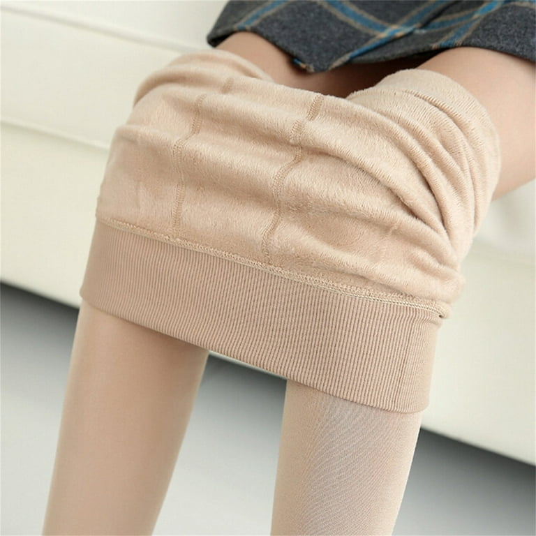 Fengqque Women's Tights Plush Stockings Perfect Legs Slim Fake Translucent  Trend Color Fleece Pantyhose Classic Warming Thermal Tights Pants