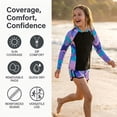 thumbnail image 5 of Long Sleeve Full Coverage Rash Guard Swimsuit with Front Zipper Sun Protection Swimwear Bathing Suit for Girls Size 9Y, 5 of 10