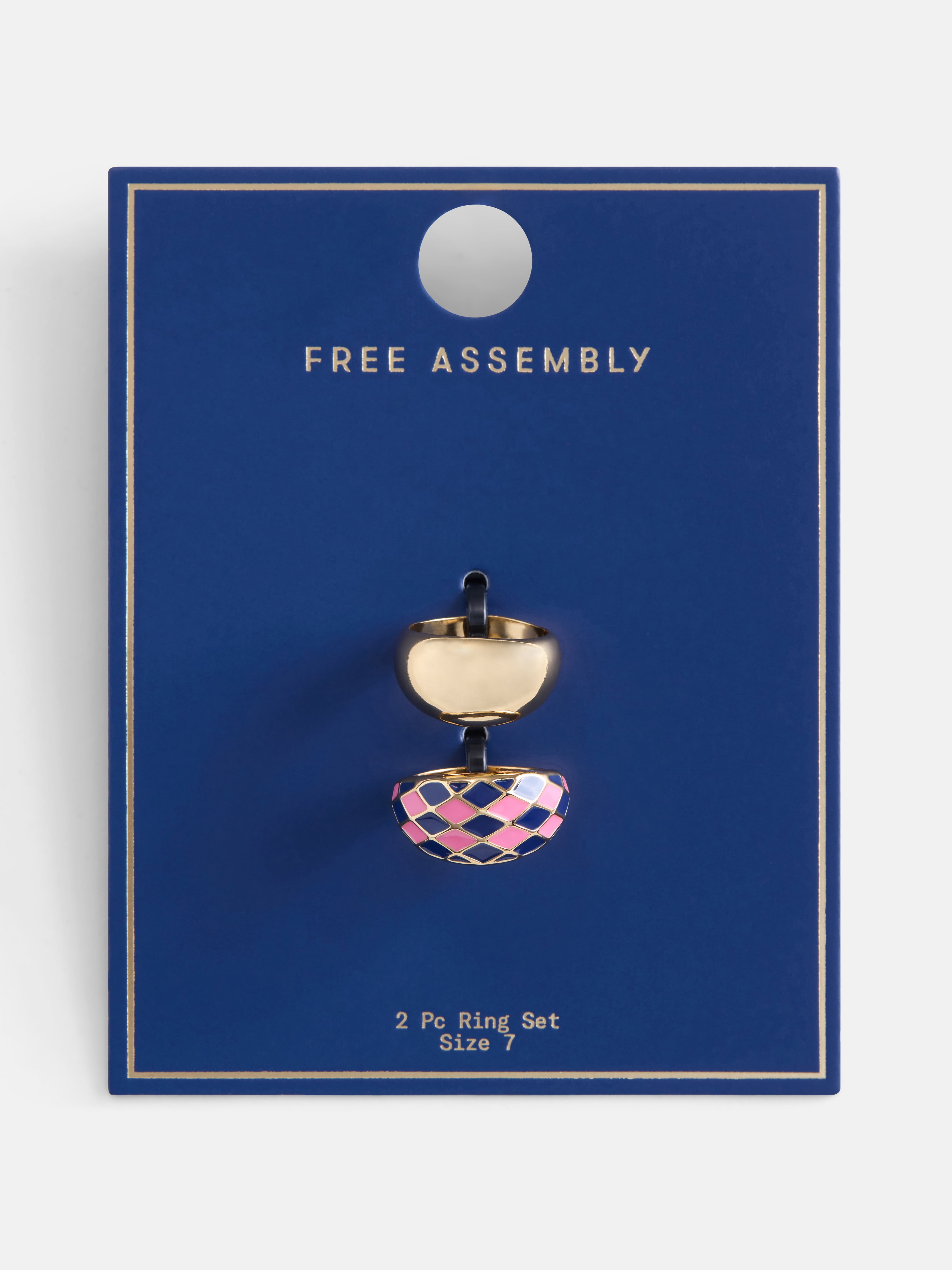 Free Assembly Women's Goldtone Enamel Dome Ring Set, 2-Piece, Size 7
