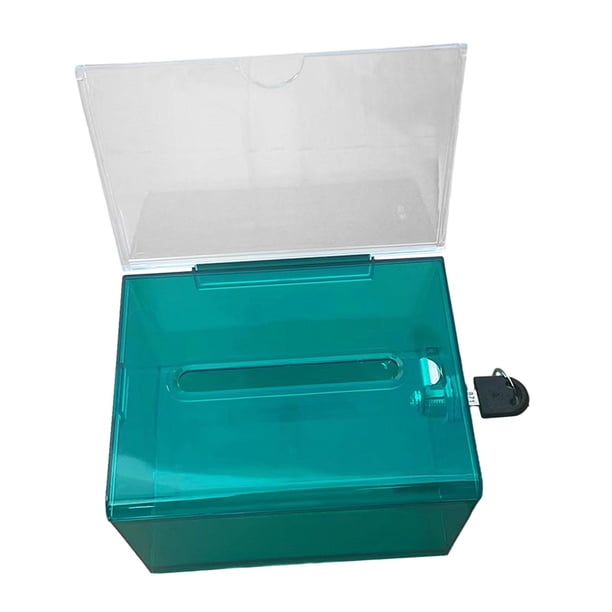 Caja de acrílico para donaciones, urnas, tarjetas de visita, caja de dibujo, caja de sugerencias, caja de quejas para mesa de recepción de recaudación Verde