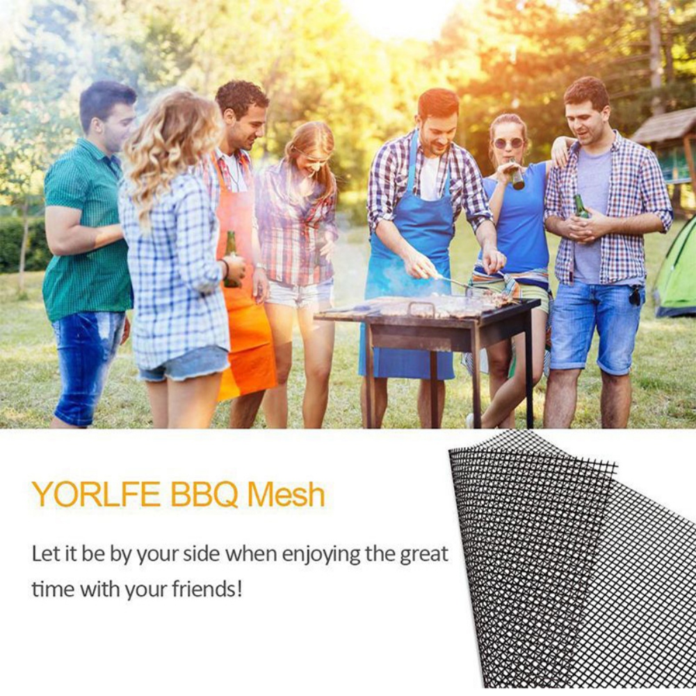 BBQ Grill Mat Reusable Barbecue Grill Mesh Mat Non-stick Kitchen Cooking Smoker BBQ Mat Grill Pad Liner BBQ Accessories B 2 Pcs - image 5 of 11
