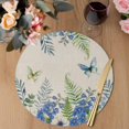 thumbnail image 3 of Spring Botanical Round 13 Inch Placemats Set of 8, Watercolor Floral Leaves Butterflies Beige HeatResistant Non Slip Place Mats for Dining Table, Wipeable Braided Kitchen Table Mats for Housewarming, 3 of 9