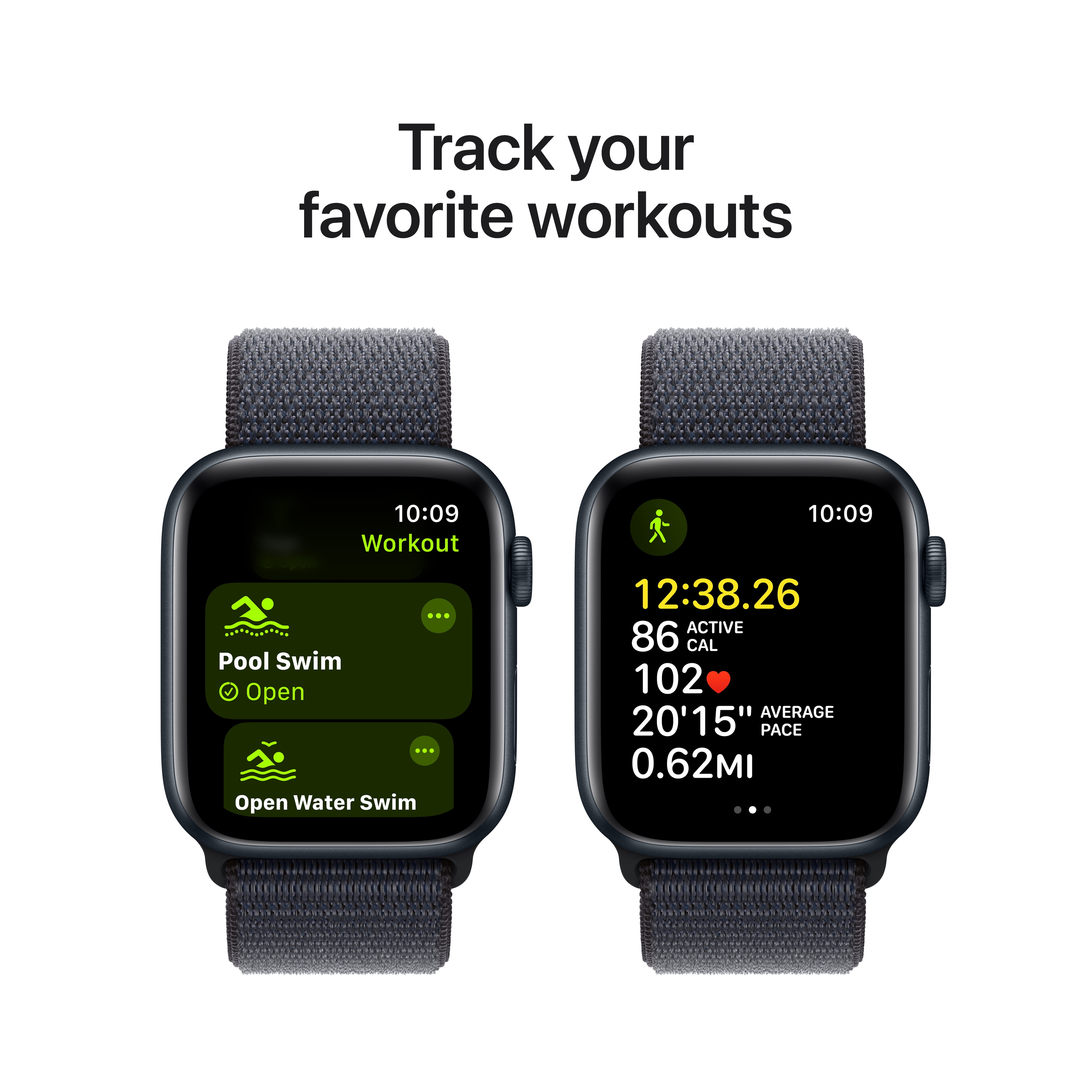 Apple Watch SE (2nd Gen) [GPS 44mm] Smartwatch with Midnight Aluminum Case with Ink Sport Loop