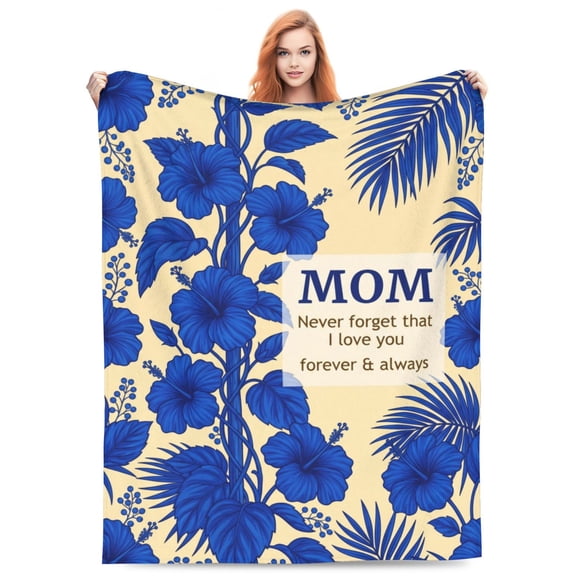 Mom Blanket, Birthday Gift for Mom, Soft Flannel Throw Blanket from Daughter Son, I Love You Mom Mother’s Day Present 50x40