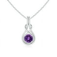 thumbnail image 1 of Angara Collier en Améthyste Naturelle - Pendentif Solitaire Rond en Améthyste avec Nœud Infini en Platine pour Femmes, 1 of 8