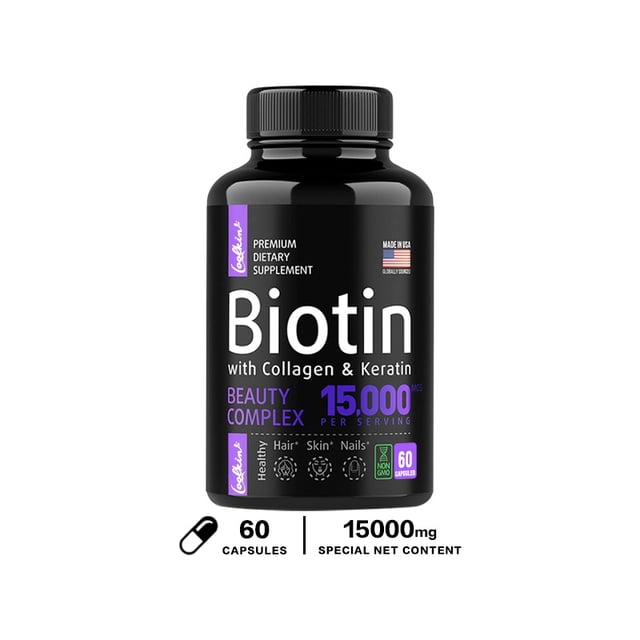 Suplemento De Queratina De Colágeno De Biotina-Crecimiento Del Cabello Para Hombres Y Mujeres-Vitaminas Para La Piel Y Las Uñas-Apoyo Salud De Articulaciones Y Los Intestinos-Suplementos Para El