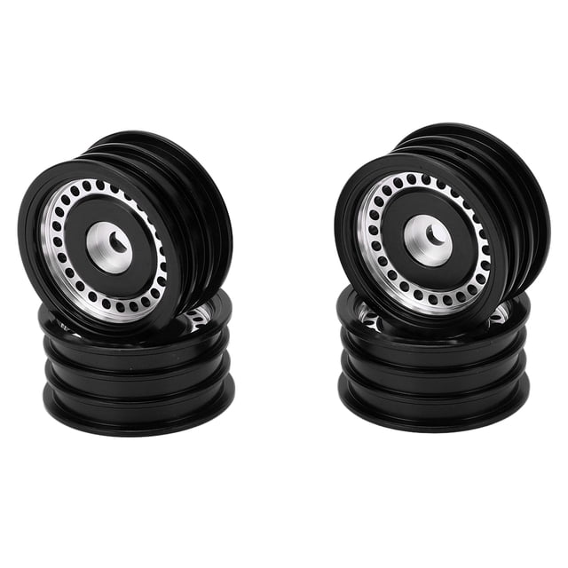 4 Uds aleación de aluminio RC coche 24 orificios cubo de rueda para Axial SCX24 AXI90081 AXI00001 1/24 RC CarNegro
