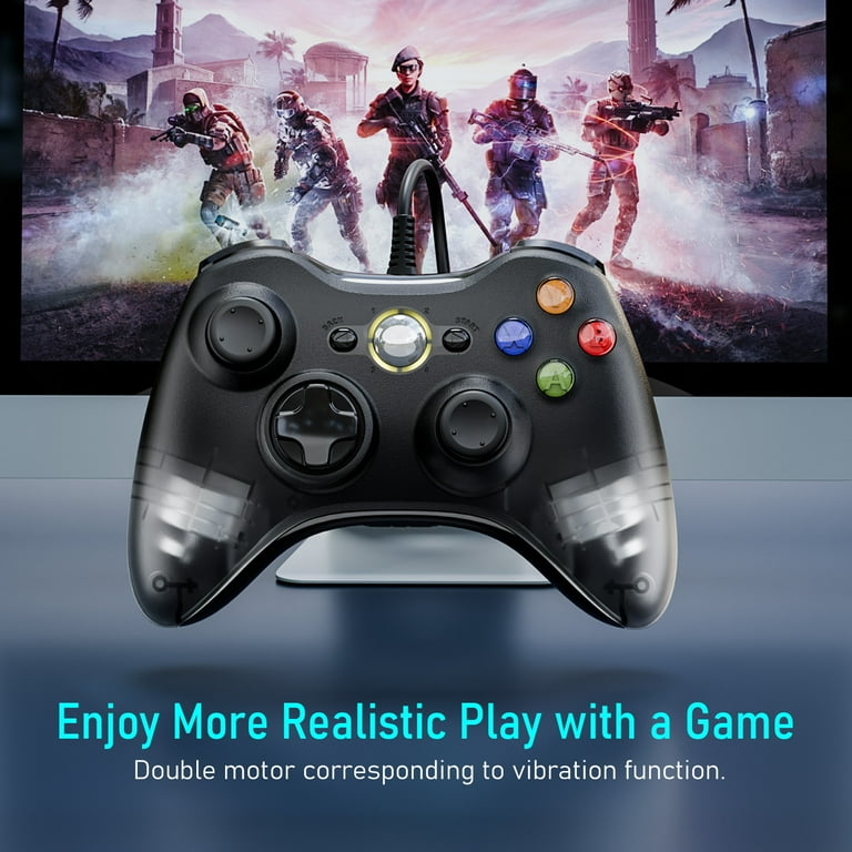 Fousixdi X-Box 360 Controller Wired, Gamepad Controller with Wired USB for Microsoft X-Box 360 & Slim Console and PC Windows XP/7/8/10, with Upgraded Joystick, Black