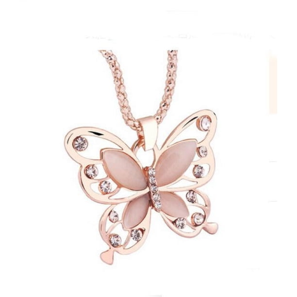 Collar para mujer, joyería para mujer, joyería de moda para mujer, collar con colgante de ópalo de oro rosa para mujer, cadena de suéter, collar atractivo