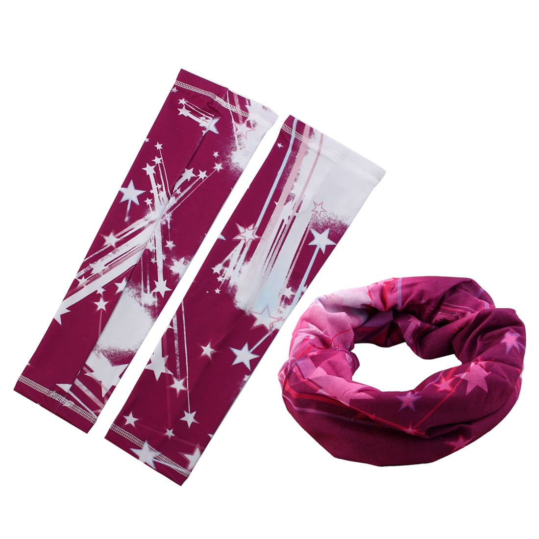 Star Print Head Gaiter Magic Face Mask Sports Scarf Outdoor Sun Arm Sleeves L by Unique-Bargains