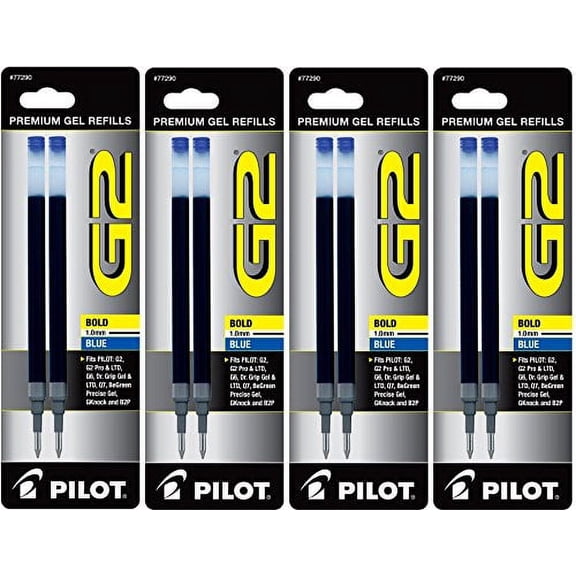Pilot G2 Gel Ink Refill for Rolling Ball Pens, Bold Point, 0.8mm, Blue Ink, 8 Count