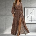thumbnail image 4 of Uootdi Maxi Dresses for Women V Neck Floral Print Wrap Smocked Waist Flowy Maxi Dress Lightweight Elegant Top Casual Blouse Gift, 4 of 5