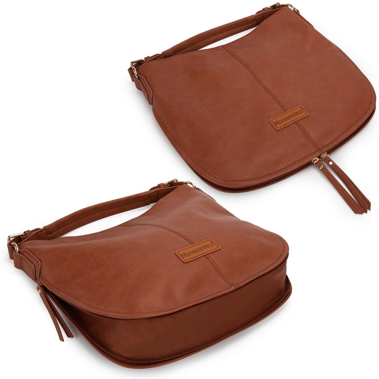 Montana West Hobo Bag with Expandable Side Zipper, Brown photo 3
