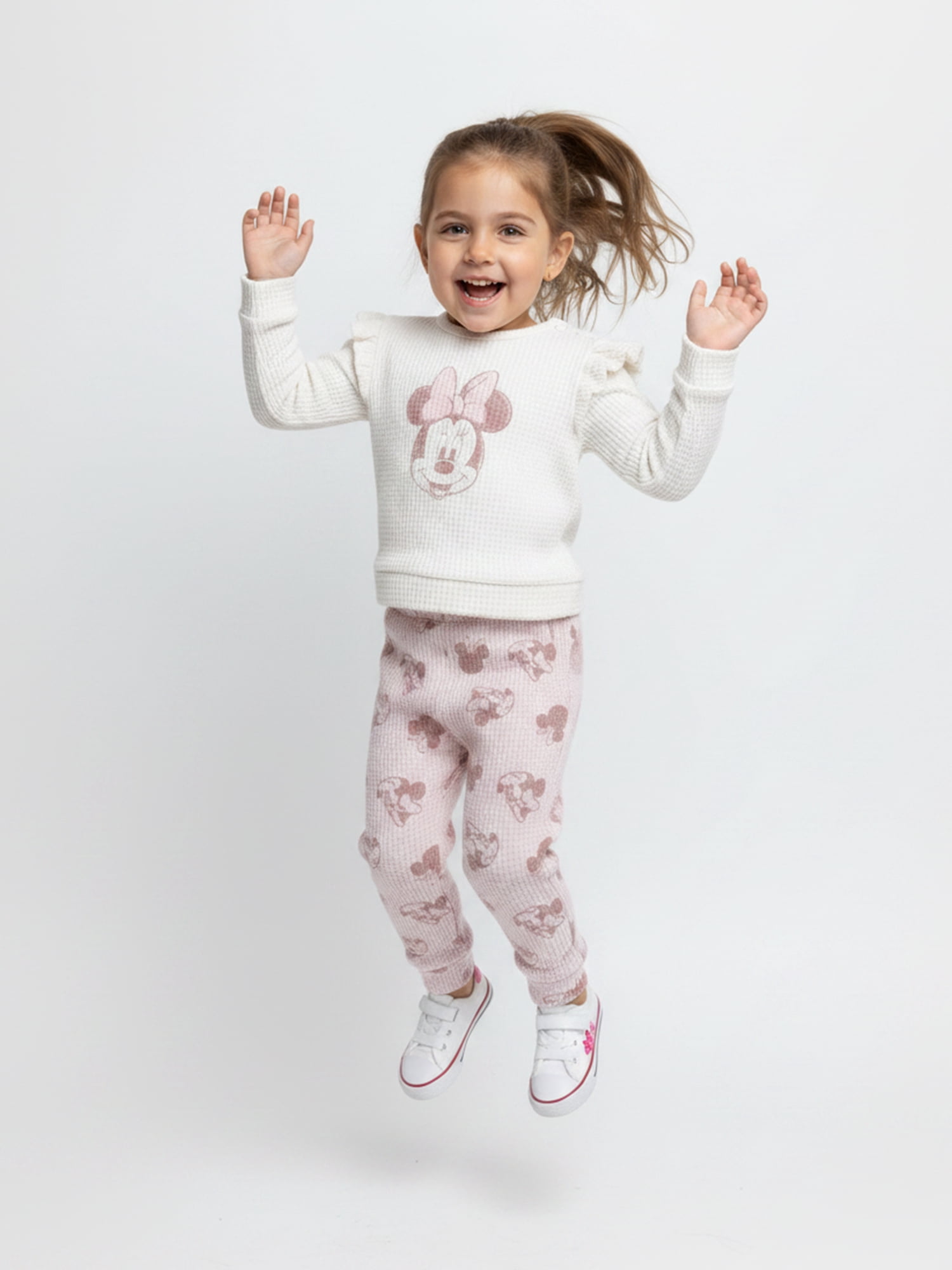 Minnie Mouse Baby Girls Waffle Knit Top and Pants Set, 2-Piece, Sizes 0M-24M