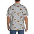 thumbnail image 3 of Pofeuu Bee Print Mens Casual Short Sleeve Shirts Beach Summer Spread Collar Pocket Tops Men's Casual Short-sleeved Shirt-Large, 3 of 5
