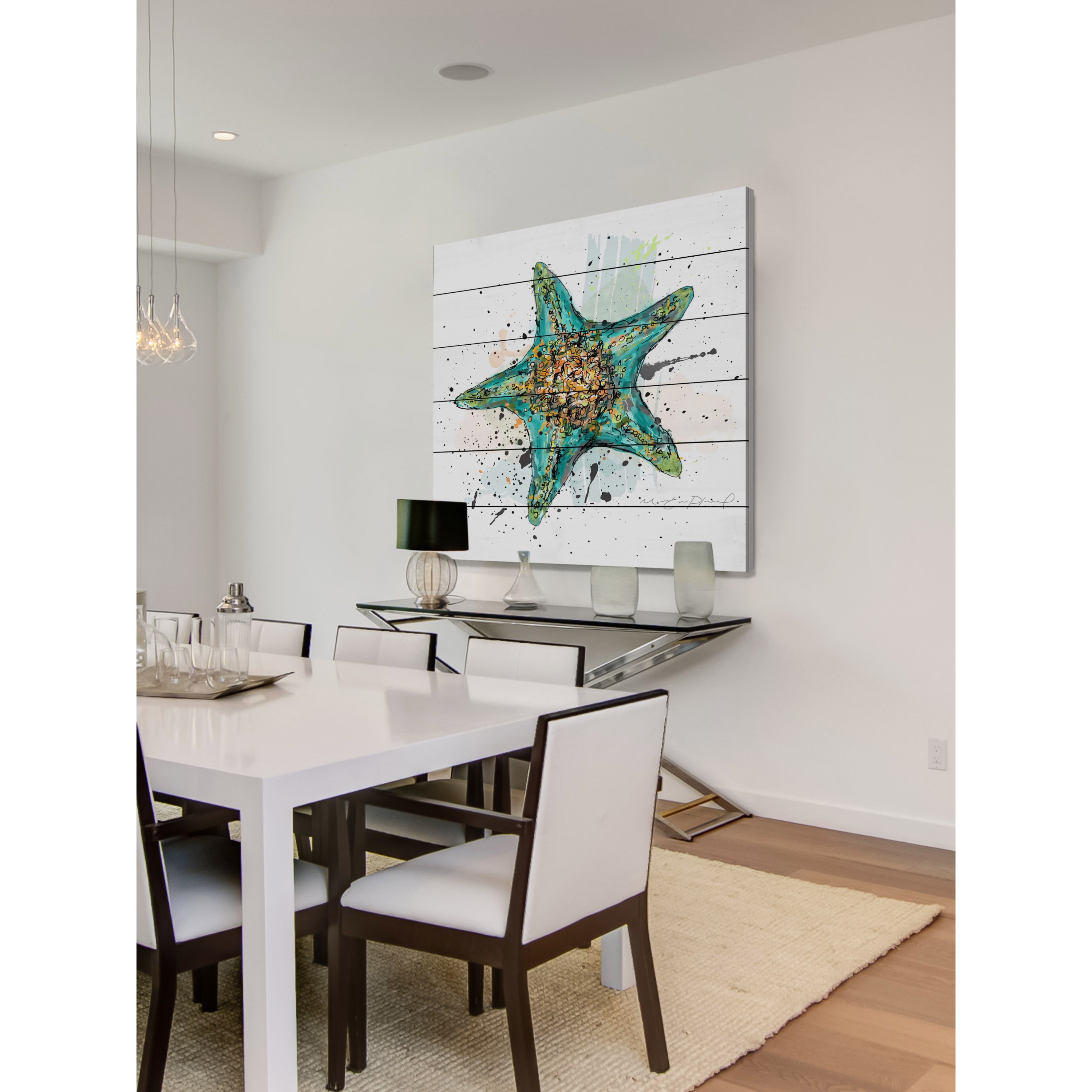 Marmont Hill "Etoile de Mer 3" by Marie-Eve Pharand Painting Print on White Wood
