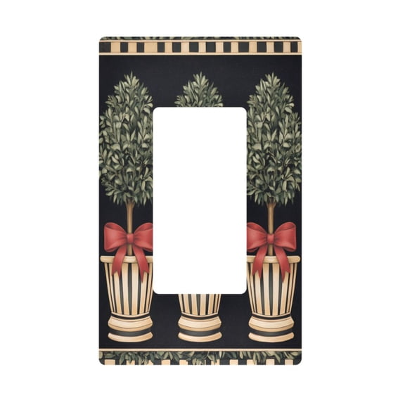 Yayeee Rocker Switch Wall Plate 1-Gang 4.6"x2.9" Home Decorative Outlet Cover, Beige Striped Trees