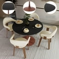 thumbnail image 3 of LeisureMod Modern 35" Round Dining Table with MDF Top and Wood Transfer Steel Pedestal Base in Cherry Finish, 3 of 9