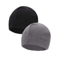 thumbnail image 2 of Spencer 2 Pack Fleece Beanie Hats Warm Winter Men Women Soft Skull Cap Unisex Adult Slouchy Plain Beanies, Black+Gray, 2 of 10