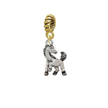 - Silvertone Small Mustang - Mascot - Goldtone Charm Bead
