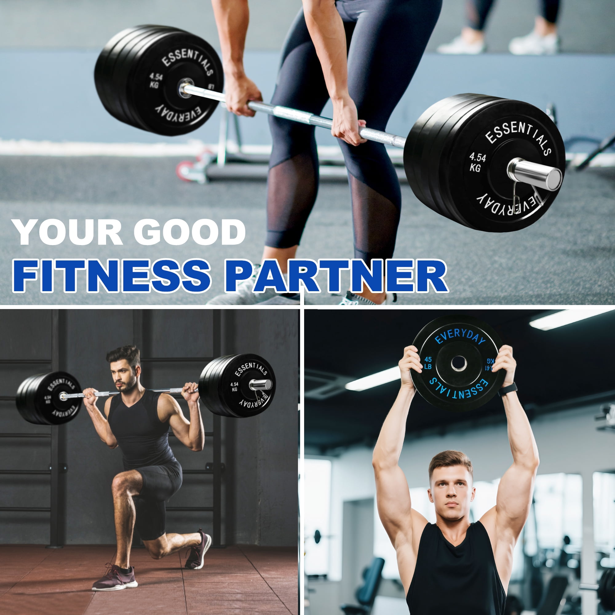 BalanceFrom Olympic Bumper Plate Weight Plate with Steel Hub, Black, 260 lbs Set with 6FT Olympic Barbell and Clips, Multiple Packages