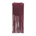 thumbnail image 5 of WNEGSTG Women's Fashion Casual Solid Color Tassel Button Top Sleeveless Vest Vest Polyester Top Purple L, 5 of 5