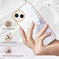 thumbnail image 3 of SaniMore for iPhone 14 6.1" 2022 Case with Wireless Charging Shockproof TPU Backplane Glitter Marble Pattern Fashion Design Anti-drop Anti-fingerprint Skin-feel Cover For iPhone 14, White, 3 of 5